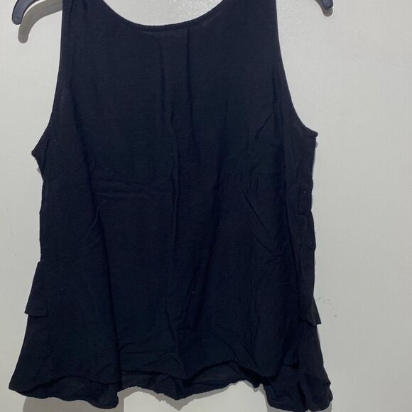 Loft Women's Black Button Front Layered Sleeveless Blouse Size Medium - Picture 3 of 6